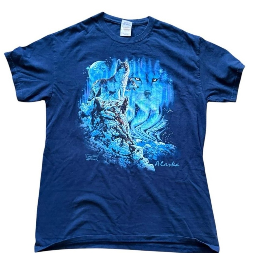 A97-Alaska Wolf Tee - blue cotton streetwear tee #wolftee #y2k